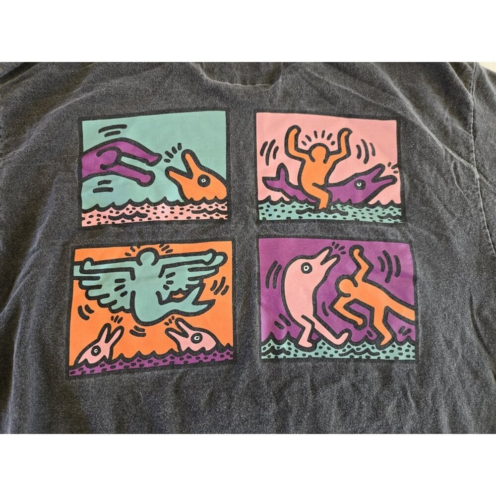 RSQ Keith Haring Skateboard Shirt Mens Small Short‎ Sleeve Gray Y2K - Picture 4 of 6